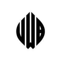 diseño de logotipo de letra de círculo uwb con forma de círculo y elipse. Letras de elipse uwb con estilo tipográfico. las tres iniciales forman un logo circular. vector de marca de letra de monograma abstracto del emblema del círculo uwb.