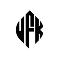 Diseño de logotipo de letra de círculo vfk con forma de círculo y elipse. Letras de elipse vfk con estilo tipográfico. las tres iniciales forman un logo circular. vector de marca de letra de monograma abstracto del emblema del círculo vfk.