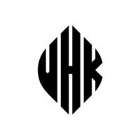 diseño de logotipo de letra de círculo vhk con forma de círculo y elipse. letras de elipse vhk con estilo tipográfico. las tres iniciales forman un logo circular. vector de marca de letra de monograma abstracto del emblema del círculo vhk.