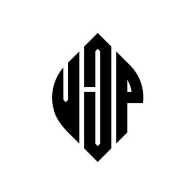 VJP circle letter logo design with circle and ellipse shape. VJP ellipse letters with typographic style. The three initials form a circle logo. VJP Circle Emblem Abstract Monogram Letter Mark Vector.