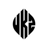 Diseño de logotipo de letra de círculo vkz con forma de círculo y elipse. letras elipses vkz con estilo tipográfico. las tres iniciales forman un logo circular. vector de marca de letra de monograma abstracto del emblema del círculo vkz.
