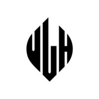 diseño de logotipo de letra de círculo vlh con forma de círculo y elipse. vlh letras elipses con estilo tipográfico. las tres iniciales forman un logo circular. vector de marca de letra de monograma abstracto del emblema del círculo vlh.