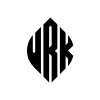 Diseño de logotipo de letra de círculo vrk con forma de círculo y elipse. letras de elipse vrk con estilo tipográfico. las tres iniciales forman un logo circular. vector de marca de letra de monograma abstracto del emblema del círculo vrk.