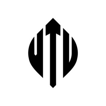 vtu diseño de logotipo de letra circular con forma de círculo y elipse. vtu letras elipses con estilo tipográfico. las tres iniciales forman un logo circular. vector de marca de letra de monograma abstracto del emblema del círculo vtu.