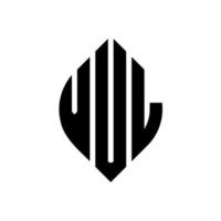 diseño de logotipo de letra de círculo vul con forma de círculo y elipse. letras de elipse vul con estilo tipográfico. las tres iniciales forman un logo circular. vector de marca de letra de monograma abstracto del emblema del círculo vul.