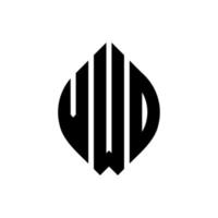 VWD circle letter logo design with circle and ellipse shape. VWD ellipse letters with typographic style. The three initials form a circle logo. VWD Circle Emblem Abstract Monogram Letter Mark Vector. vector
