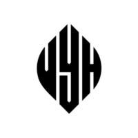 diseño de logotipo de letra de círculo vyh con forma de círculo y elipse. vyh letras elipses con estilo tipográfico. las tres iniciales forman un logo circular. vector de marca de letra de monograma abstracto del emblema del círculo vyh.