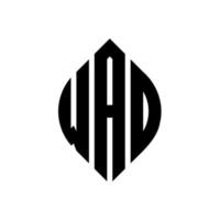 diseño de logotipo de letra de círculo wad con forma de círculo y elipse. fajo de letras elipses con estilo tipográfico. las tres iniciales forman un logo circular. wad círculo emblema resumen monograma letra marca vector. vector