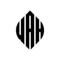 diseño de logotipo de letra de círculo wah con forma de círculo y elipse. wah elipse letras con estilo tipográfico. las tres iniciales forman un logo circular. vector de marca de letra de monograma abstracto del emblema del círculo wah.