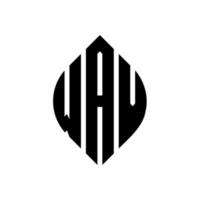 diseño de logotipo de letra de círculo wav con forma de círculo y elipse. Letras de elipse wav con estilo tipográfico. las tres iniciales forman un logo circular. vector de marca de letra de monograma abstracto del emblema del círculo wav.