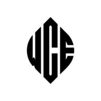 diseño de logotipo de letra circular wce con forma de círculo y elipse. wce letras elipses con estilo tipográfico. las tres iniciales forman un logo circular. vector de marca de letra de monograma abstracto del emblema del círculo wce.