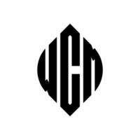 WCM circle letter logo design with circle and ellipse shape. WCM ellipse letters with typographic style. The three initials form a circle logo. WCM Circle Emblem Abstract Monogram Letter Mark Vector. vector