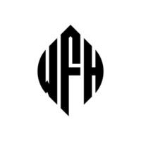 diseño de logotipo de letra circular wfh con forma de círculo y elipse. wfh letras elipses con estilo tipográfico. las tres iniciales forman un logo circular. vector de marca de letra de monograma abstracto del emblema del círculo wfh.