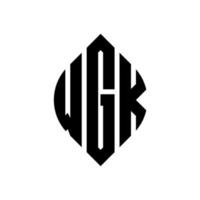 WGK circle letter logo design with circle and ellipse shape. WGK ellipse letters with typographic style. The three initials form a circle logo. WGK Circle Emblem Abstract Monogram Letter Mark Vector. vector