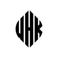 diseño de logotipo de letra circular whk con forma de círculo y elipse. whk letras elipses con estilo tipográfico. las tres iniciales forman un logo circular. vector de marca de letra de monograma abstracto del emblema del círculo whk.