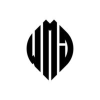diseño de logotipo de letra de círculo wmj con forma de círculo y elipse. wmj letras elipses con estilo tipográfico. las tres iniciales forman un logo circular. vector de marca de letra de monograma abstracto del emblema del círculo wmj.