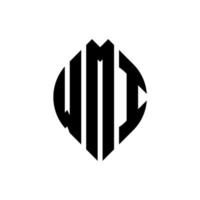 WMI circle letter logo design with circle and ellipse shape. WMI ellipse letters with typographic style. The three initials form a circle logo. WMI Circle Emblem Abstract Monogram Letter Mark Vector. vector