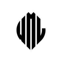 diseño de logotipo de letra de círculo wml con forma de círculo y elipse. Letras de elipse wml con estilo tipográfico. las tres iniciales forman un logo circular. vector de marca de letra de monograma abstracto de emblema de círculo wml.