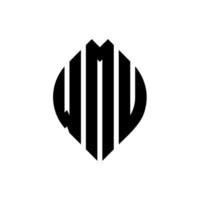 diseño de logotipo de letra de círculo wmu con forma de círculo y elipse. wmu letras elipses con estilo tipográfico. las tres iniciales forman un logo circular. wmu círculo emblema resumen monograma letra marca vector. vector
