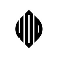 diseño de logotipo de letra circular wod con forma de círculo y elipse. letras de elipse wod con estilo tipográfico. las tres iniciales forman un logo circular. vector de marca de letra de monograma abstracto de emblema de círculo de wod.