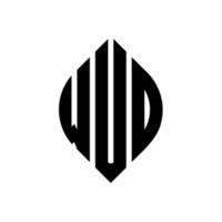 diseño de logotipo de letra de círculo wud con forma de círculo y elipse. wud elipse letras con estilo tipográfico. las tres iniciales forman un logo circular. vector de marca de letra de monograma abstracto del emblema del círculo wud.