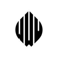 WWV circle letter logo design with circle and ellipse shape. WWV ellipse letters with typographic style. The three initials form a circle logo. WWV Circle Emblem Abstract Monogram Letter Mark Vector. vector