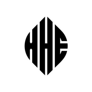 XHE circle letter logo design with circle and ellipse shape. XHE ellipse letters with typographic style. The three initials form a circle logo. XHE Circle Emblem Abstract Monogram Letter Mark Vector. vector