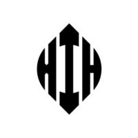 XIH circle letter logo design with circle and ellipse shape. XIH ellipse letters with typographic style. The three initials form a circle logo. XIH Circle Emblem Abstract Monogram Letter Mark Vector. vector