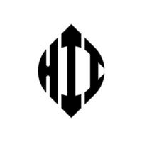 xii diseño de logotipo de letra circular con forma de círculo y elipse. xii letras elipses con estilo tipográfico. las tres iniciales forman un logo circular. xii círculo emblema resumen monograma letra marca vector. vector