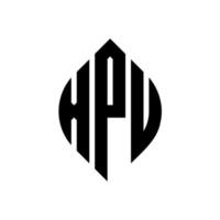 diseño de logotipo de letra de círculo xpu con forma de círculo y elipse. xpu letras elipses con estilo tipográfico. las tres iniciales forman un logo circular. vector de marca de letra de monograma abstracto del emblema del círculo xpu.