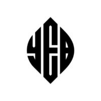 diseño de logotipo de letra de círculo yeb con forma de círculo y elipse. yeb letras elipses con estilo tipográfico. las tres iniciales forman un logo circular. yeb círculo emblema resumen monograma letra marca vector. vector