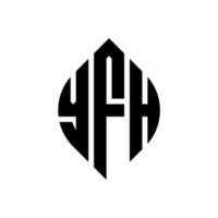 YFH circle letter logo design with circle and ellipse shape. YFH ellipse letters with typographic style. The three initials form a circle logo. YFH Circle Emblem Abstract Monogram Letter Mark Vector. vector