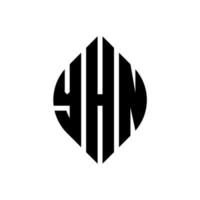 diseño de logotipo de letra de círculo yhn con forma de círculo y elipse. letras de elipse yhn con estilo tipográfico. las tres iniciales forman un logo circular. yhn círculo emblema resumen monograma letra marca vector. vector