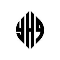 YHQ circle letter logo design with circle and ellipse shape. YHQ ellipse letters with typographic style. The three initials form a circle logo. YHQ Circle Emblem Abstract Monogram Letter Mark Vector. vector