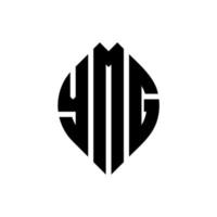 YMG circle letter logo design with circle and ellipse shape. YMG ellipse letters with typographic style. The three initials form a circle logo. YMG Circle Emblem Abstract Monogram Letter Mark Vector. vector