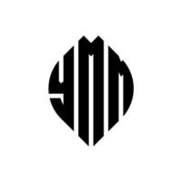 YMM circle letter logo design with circle and ellipse shape. YMM ellipse letters with typographic style. The three initials form a circle logo. YMM Circle Emblem Abstract Monogram Letter Mark Vector. vector