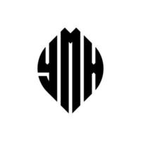 YMX circle letter logo design with circle and ellipse shape. YMX ellipse letters with typographic style. The three initials form a circle logo. YMX Circle Emblem Abstract Monogram Letter Mark Vector. vector
