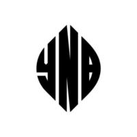 diseño de logotipo de letra de círculo ynb con forma de círculo y elipse. letras de elipse ynb con estilo tipográfico. las tres iniciales forman un logo circular. ynb círculo emblema resumen monograma letra marca vector. vector