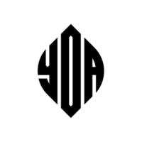 diseño de logotipo de letra circular yoa con forma de círculo y elipse. yoa elipse letras con estilo tipográfico. las tres iniciales forman un logo circular. vector de marca de letra de monograma abstracto del emblema del círculo de yoa.