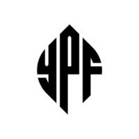 diseño de logotipo de letra de círculo ypf con forma de círculo y elipse. letras elipses ypf con estilo tipográfico. las tres iniciales forman un logo circular. ypf círculo emblema resumen monograma letra marca vector. vector