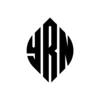 YRN circle letter logo design with circle and ellipse shape. YRN ellipse letters with typographic style. The three initials form a circle logo. YRN Circle Emblem Abstract Monogram Letter Mark Vector. vector