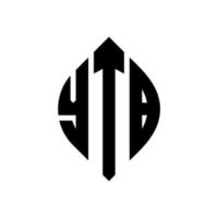 YTB circle letter logo design with circle and ellipse shape. YTB ellipse letters with typographic style. The three initials form a circle logo. YTB Circle Emblem Abstract Monogram Letter Mark Vector. vector