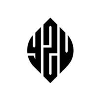 diseño de logotipo de letra de círculo yzv con forma de círculo y elipse. yzv letras elipses con estilo tipográfico. las tres iniciales forman un logo circular. yzv círculo emblema resumen monograma letra marca vector. vector