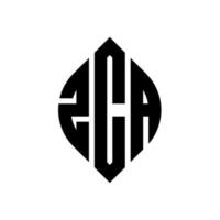 diseño de logotipo de letra de círculo zca con forma de círculo y elipse. letras elipses zca con estilo tipográfico. las tres iniciales forman un logo circular. vector de marca de letra de monograma abstracto del emblema del círculo zca.