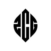 ZCG circle letter logo design with circle and ellipse shape. ZCG ellipse letters with typographic style. The three initials form a circle logo. ZCG Circle Emblem Abstract Monogram Letter Mark Vector. vector