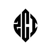 ZCI circle letter logo design with circle and ellipse shape. ZCI ellipse letters with typographic style. The three initials form a circle logo. ZCI Circle Emblem Abstract Monogram Letter Mark Vector. vector