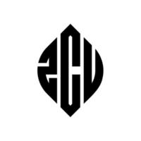 ZCU circle letter logo design with circle and ellipse shape. ZCU ellipse letters with typographic style. The three initials form a circle logo. ZCU Circle Emblem Abstract Monogram Letter Mark Vector. vector
