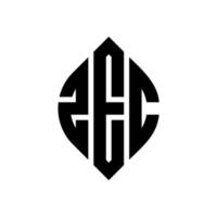 ZEC circle letter logo design with circle and ellipse shape. ZEC ellipse letters with typographic style. The three initials form a circle logo. ZEC Circle Emblem Abstract Monogram Letter Mark Vector. vector