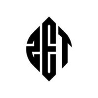 ZET circle letter logo design with circle and ellipse shape. ZET ellipse letters with typographic style. The three initials form a circle logo. ZET Circle Emblem Abstract Monogram Letter Mark Vector. vector