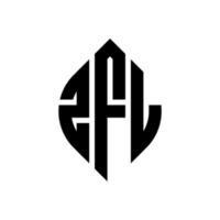 ZFL circle letter logo design with circle and ellipse shape. ZFL ellipse letters with typographic style. The three initials form a circle logo. ZFL Circle Emblem Abstract Monogram Letter Mark Vector. vector